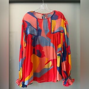 bl^nk LONDON by Anthropologie Vibrant Multicolor Women's 3/4 sleeve Blouse